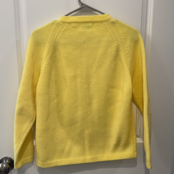 Vintage Agashi Yellow Floral Rosette Knit Button Up Cardigan Sweater - Picture 4 of 6